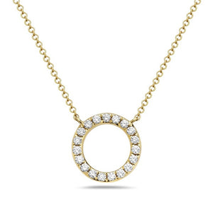 14k Yellow Gold Diamond Open Circle Necklace
