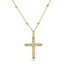 Load image into Gallery viewer, 14k Yellow Gold Diamond Cross Necklace
