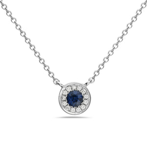 14k White Gold Sapphire and Diamond Necklace