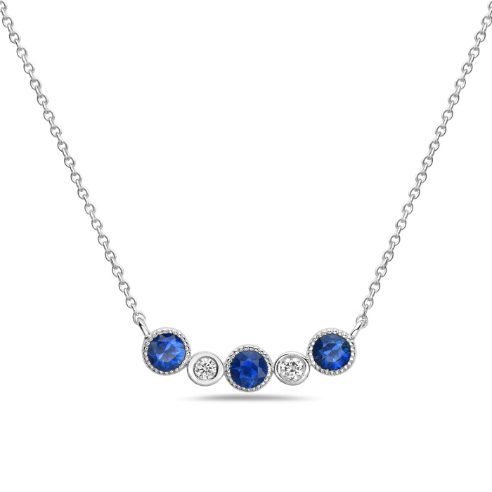 14k White Gold Sapphire and Diamond Necklace