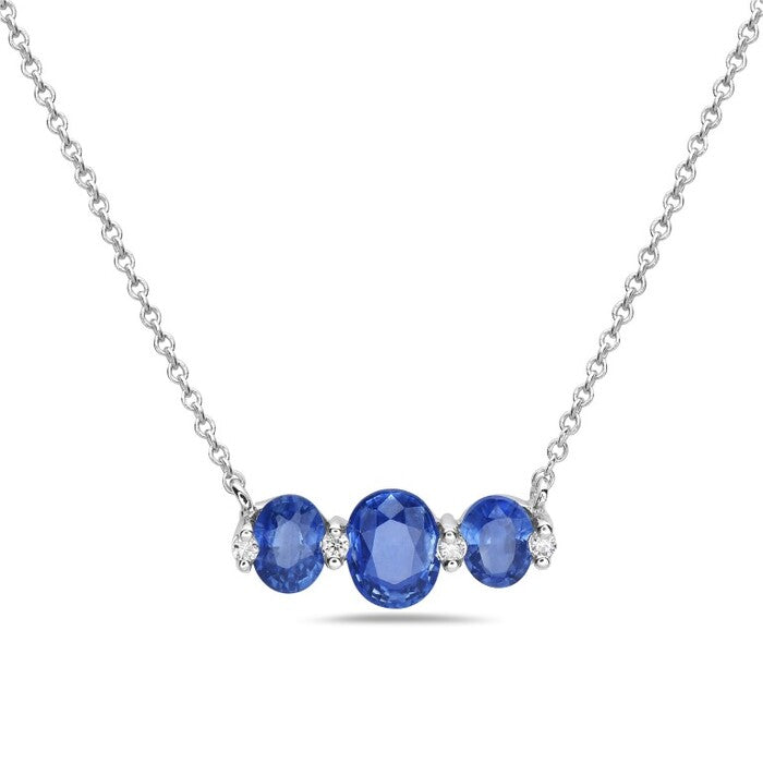14k White Gold Sapphire and Diamond Necklace