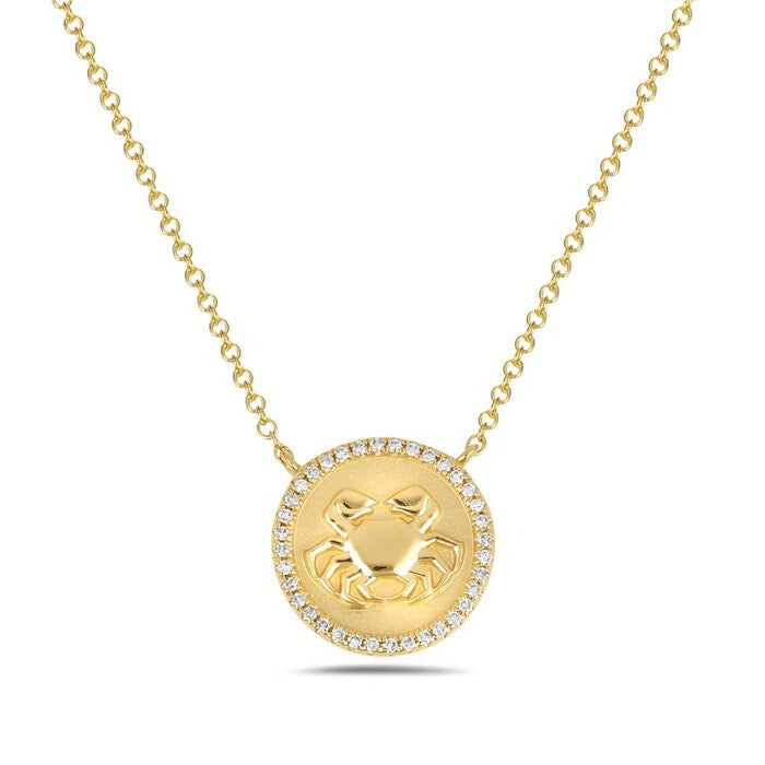 14k Yellow Gold Diamond Cancer Pendant