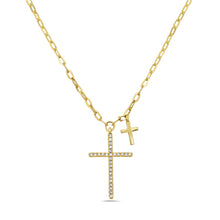 Load image into Gallery viewer, 14k Yellow Gold Diamond Cross Necklace
