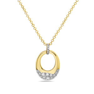 14k Yellow Gold Open Oval Diamond Pendant