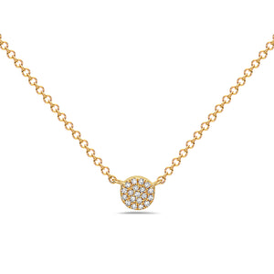 14k Yellow Gold Small Diamond Disk Necklace