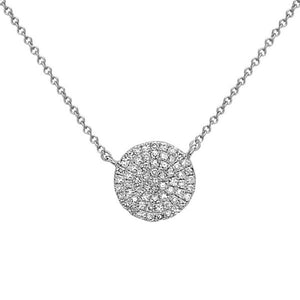 14k White Gold Diamond Disc Necklace