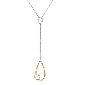 14k White and Yellow Gold Two-Tone Diamond Pear Necklace