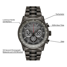 Load image into Gallery viewer, Gents Stainless Steel Eco-Drive Nighthawk Chronograph Watch

