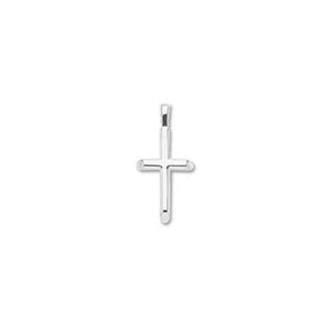 14k White Gold Small Half Round Cross Pendant