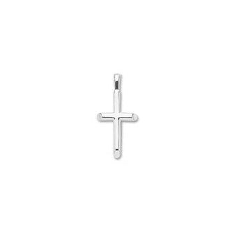 14k White Gold Small Half Round Cross Pendant