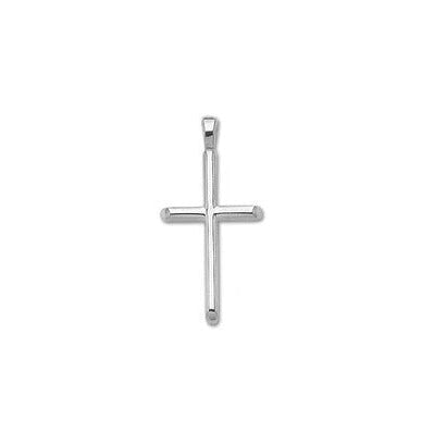 14k White Gold Large Half Round Cross Pendant