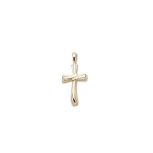 14k Yellow Gold Small Ribbon Cross Pendant