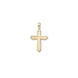 14k Yellow Gold Small Groove Cross