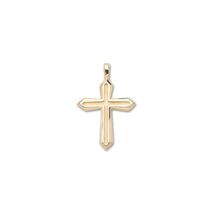 14k Yellow Gold Medium Groove Cross Pendant