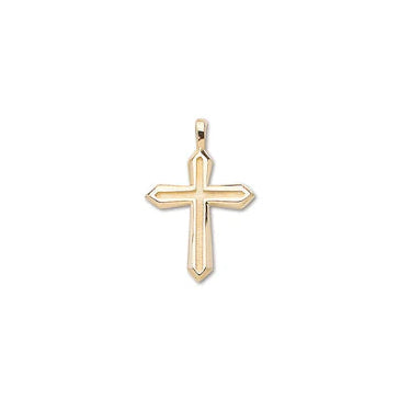 14k Yellow Gold Medium Groove Cross Pendant