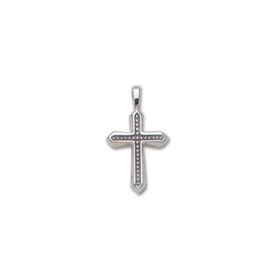 14k White Gold Small Bead Cross Pendant