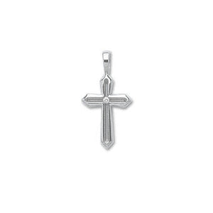 14k White Gold Solid Diamond Cross