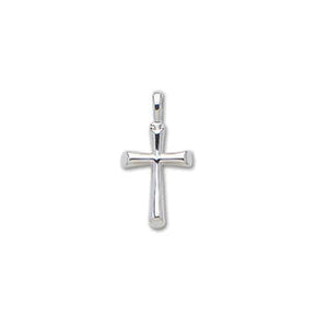14k White Gold Small Half Round Flair Cross Pendant