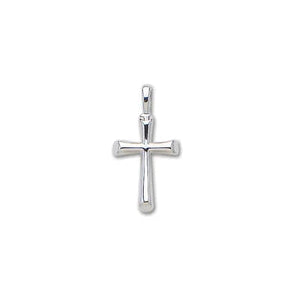 14k White Gold Small Half Round Flair Cross Pendant