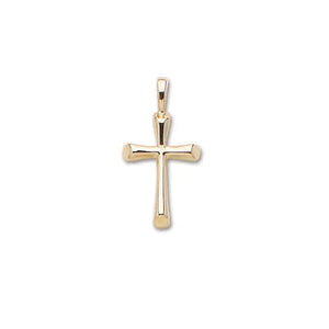 14k Yellow Gold Small Half Round Flair Cross Pendant