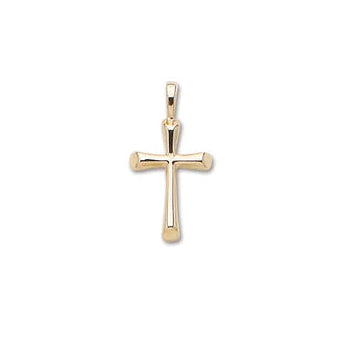 14k Yellow Gold Small Half Round Flair Cross Pendant