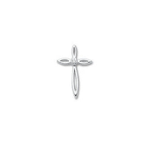 14k White Gold Solid Diamond Cross