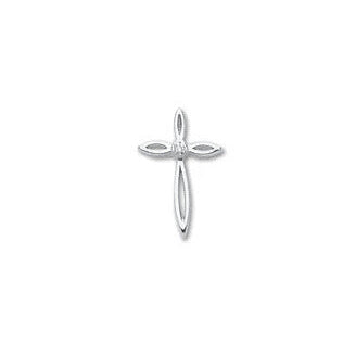 14k White Gold Solid Diamond Cross