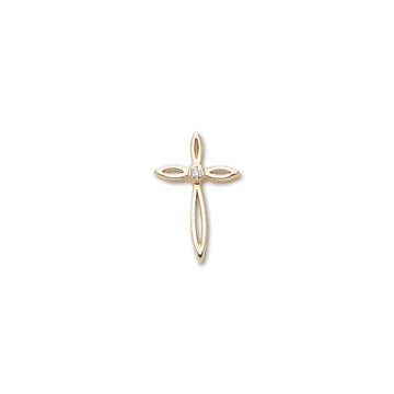 14k Yellow Gold Solid Diamond Cross