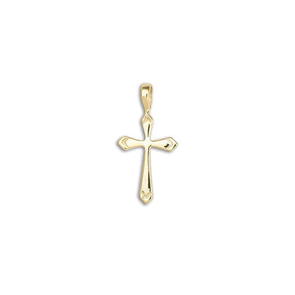 14k Yellow Gold Small Arrow Groove Cross Pendant