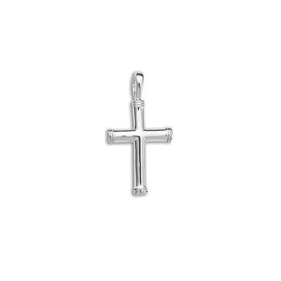 14k White Gold Small End Cap Cross Pendant