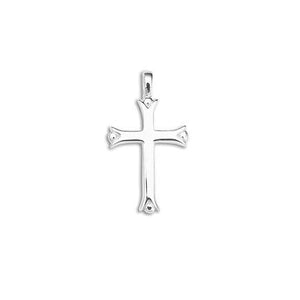 14k White Gold Medium Groove End with Ball Cross Pendant