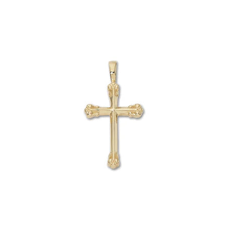 14k Yellow Gold Small Angled Detailed Cross Pendant