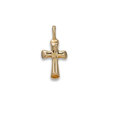 14k Yellow Gold Baby Half Round Flair Cross Pendant