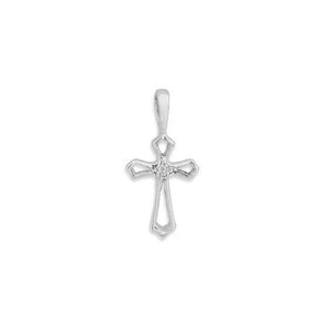14k White Gold Flair with Diamond Baby Cross Pendant