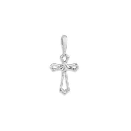 14k White Gold Flair with Diamond Baby Cross Pendant