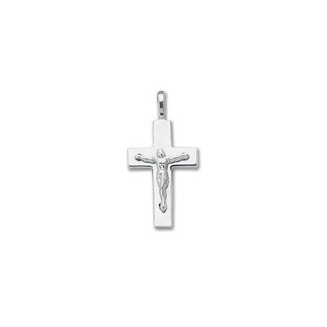 14k White Gold Medium Plain Crucifix Cross Pendant