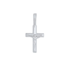 14k White Gold Medium Angled Crucifix Cross Pendant