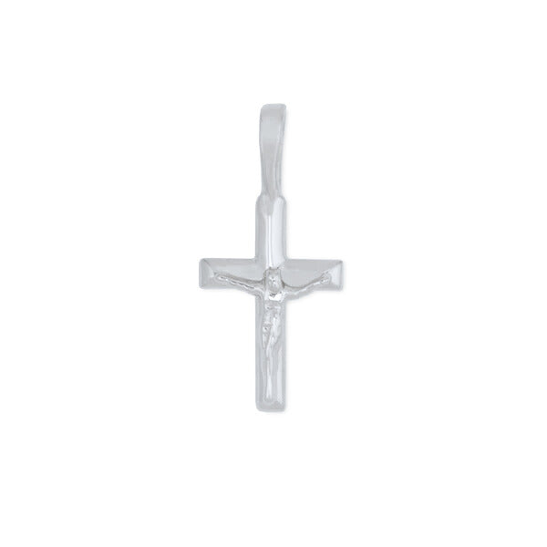 14k White Gold Medium Angled Crucifix Cross Pendant