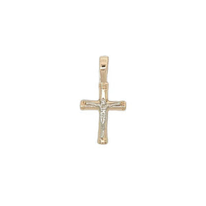 14k Two Tone Solid Crucifix Cross Pendant