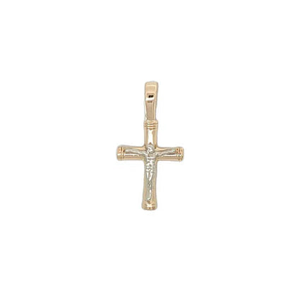 14k Two Tone Solid Crucifix Cross Pendant