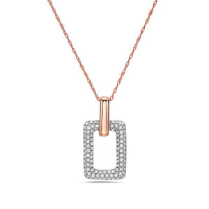 14k Rose and White Gold Diamond Necklace