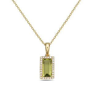 14k Yellow Gold Peridot and Diamond Necklace