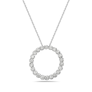 14k White Gold Diamond Circle Necklace