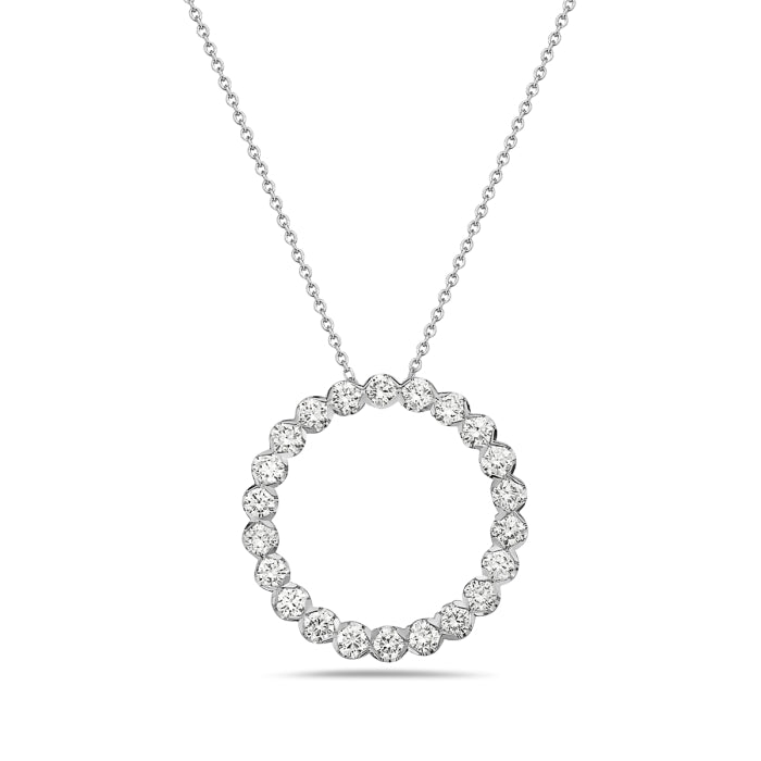14k White Gold Diamond Circle Necklace