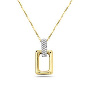 14k Yellow Gold Rectangle Diamond Neckalce