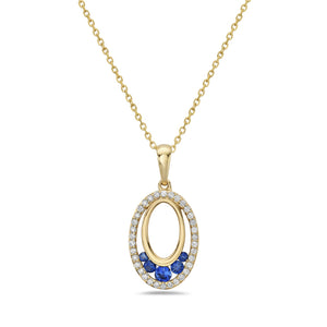 One 14k Yellow Gold Open Oval Diamond and 5-Stone Pendant on a 16-18" Chain