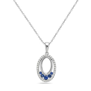 14k White Gold Sapphire and Diamond Necklace
