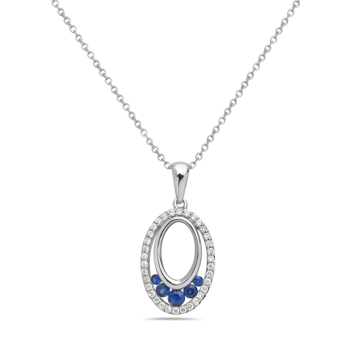 14k White Gold Sapphire and Diamond Necklace