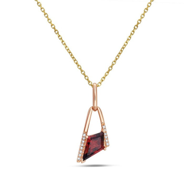 14k Yellow Gold Diamond and Garnet Necklace