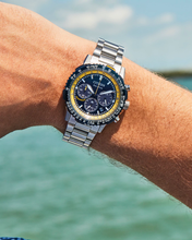 Load image into Gallery viewer, Gents Stainless Steel Eco-Drive Blue Angels Navihawk Chronograph Watch
